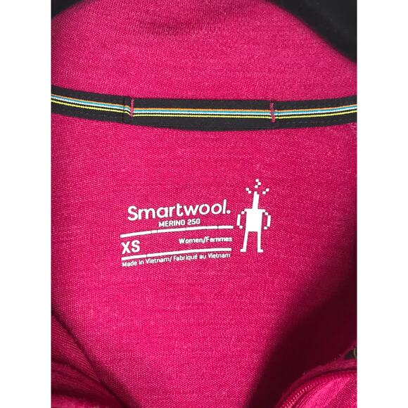 Smartwool Womens XS Merino Wool 250 Pink Pullover Sweater 1/4 Zip Breathable - Picture 3 of 7